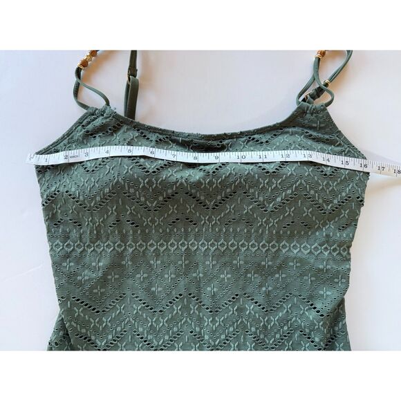 NWT La Blanca Women's Salt Eyelet One-Piece Swimsuit in Olive Green Size 12 - Picture 11 of 12